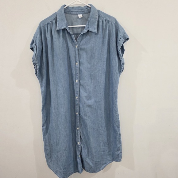 Old Navy Dresses & Skirts - Old Navy Womens Shirt Dress Size XL Chambray Blue Coastal Euro Summer